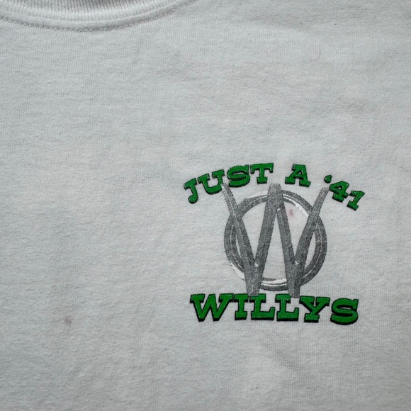 Gildan Ultra Cotton Mens Large White Just A 41 Willys Graphic T Shirt Motorhead - Picture 8 of 11